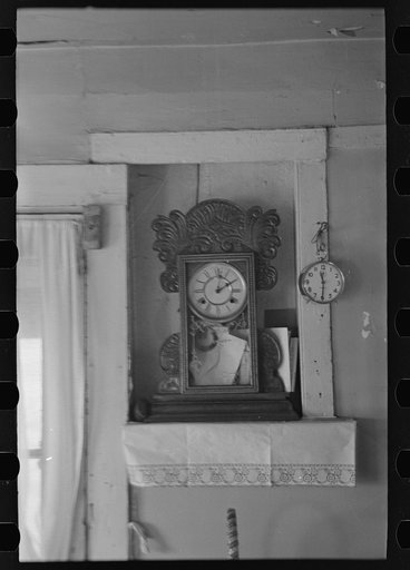 Untitled photo, possibly related to: Clock in the home of John Landers, a farmer living near Marseilles, Illinois