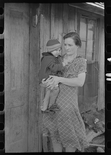 Untitled photo, possibly related to: Mrs. John Scott, wife of a hired man and one of her six children, near Ringgold, Iowa