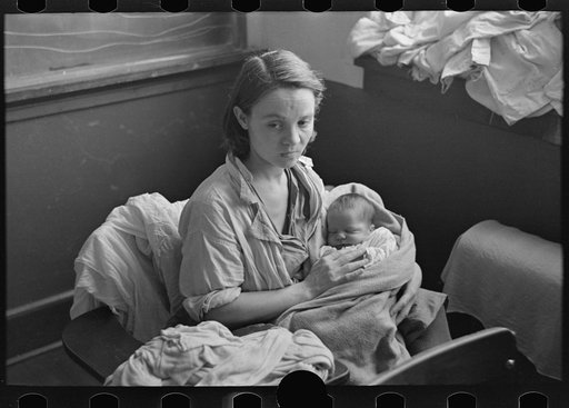 Untitled photo, possibly related to: Woman and child, flood refugees in schoolhouse, Sikeston, Missouri