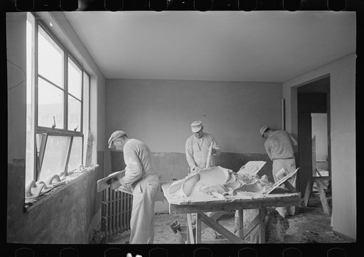 Untitled photo, possibly related to: Man plastering wall in Greenhills, Ohio house