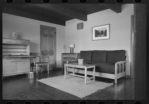 Living room in the model house at Greendale, Wisconsin