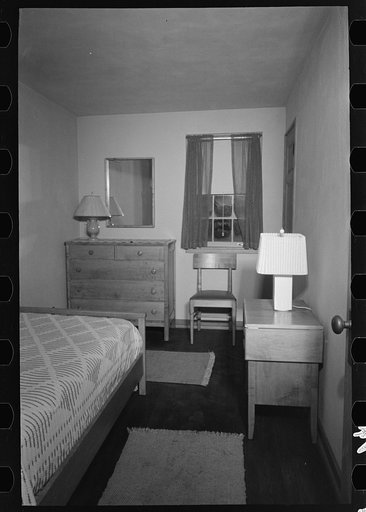 Bedroom in the model house at Greendale, Wisconsin
