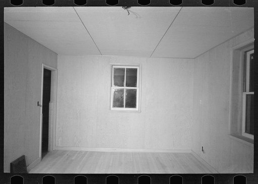 Untitled photo, possibly related to: Bedroom in the model house at Greendale, Wisconsin
