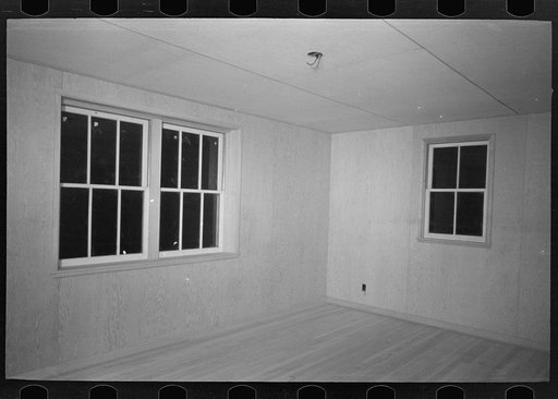 Untitled photo, possibly related to: Bedroom in the model house at Greendale, Wisconsin