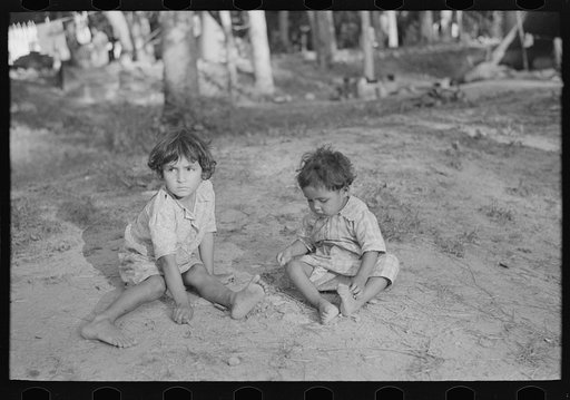 Indian children in blueberry camp near Little Fork, Minnesota