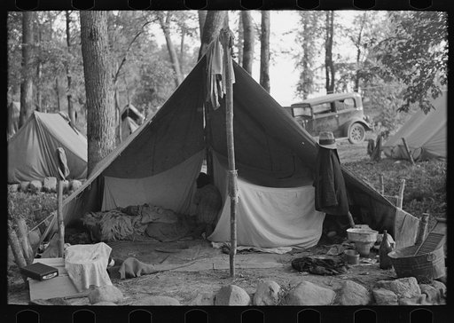 Tent in blueberry pickers' camp, near Little Fork, Minnesota