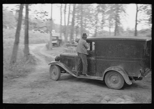 Untitled photo, possibly related to: Blueberry pickers preparing to go to the fields near Little Fork, Minnesota