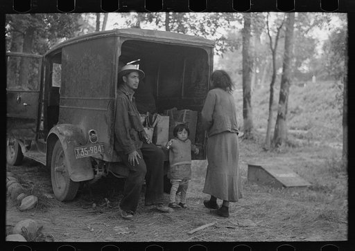 Blueberry pickers preparing to go to the fields near Little Fork, Minnesota