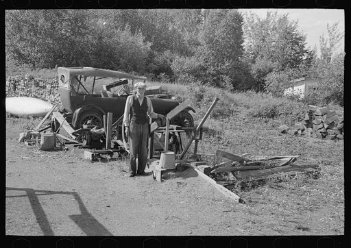 Homemade sawmill constructed by resident of Winton, Minnesota