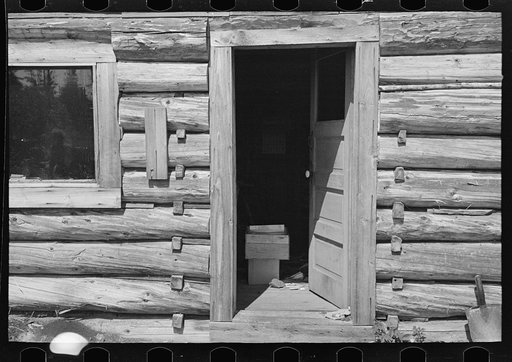 Detail of log cabin occupied by William Besson, mining prospector, near Winton, Minnesota