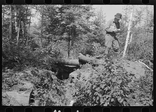 William Besson and mine shaft abandoned by him near Winton, Minnesota