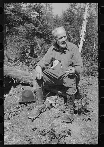 Untitled photo, possibly related to: Old mining prospector near Winton, Minnesota