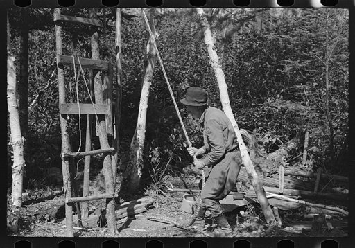 William Besson in the process of "drilling" near Winton, Minnesota