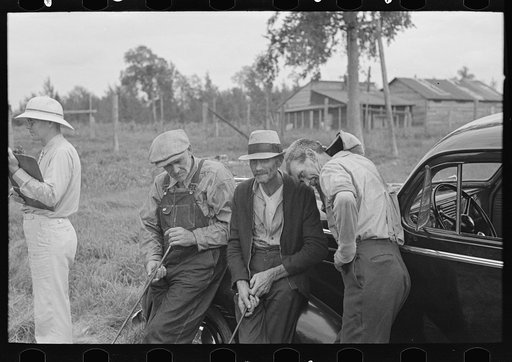 Untitled photo, possibly related to: Group of farmers at S.W. Sparlin auction sale, Orth, Minnesota