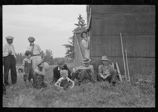 Untitled photo, possibly related to: Group of farmers at S.W. Sparlin auction sale, Orth, Minnesota