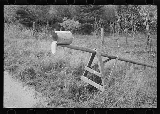 Mail box of cut-over farm, near Northome, Minnesota