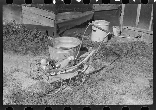 Doll buggy on farm near Northome, Minnesota