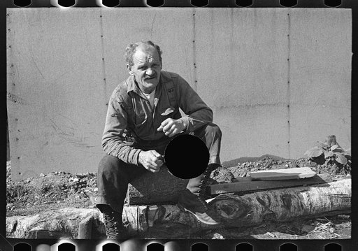 Untitled photo, possibly related to: Lumberjack at camp near Effie, Minnesota