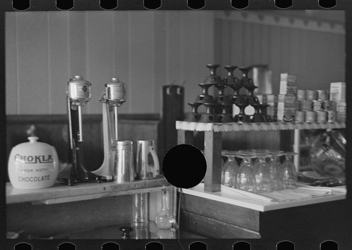 Untitled photo, possibly related to: Malted milk mixers in restaurant, Plentywood, Montana