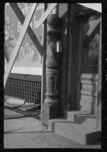 Untitled photo, possibly related to: Barber pole. Williston, North Dakota