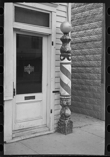 Untitled photo, possibly related to: Barber pole, Belle Fourche, South Dakota