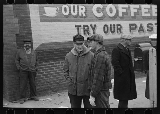 Farmers on street corner, Saturday afternoon. Williston, North Dakota