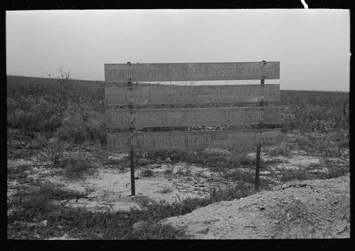 Sign advertising land for farm purposes, pine area, New Jersey