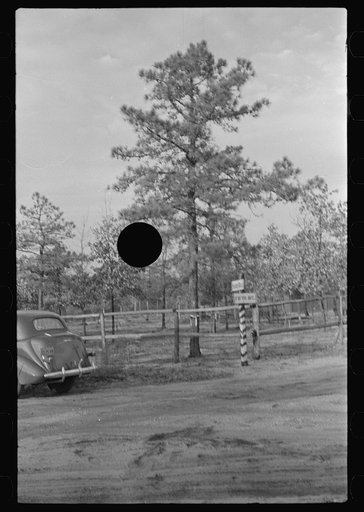 Untitled photo, possibly related to: Sign showing donation of land by land developing project, central New Jersey pine area