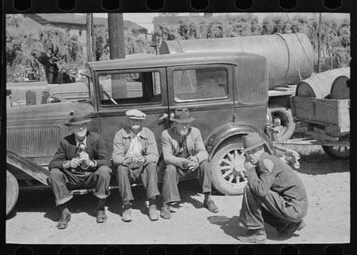 Untitled photo, possibly related to: Farmer sitting in wagon at liquid feed loading station at Owensboro, Kentucky