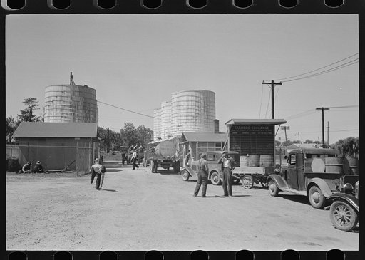 Untitled photo, possibly related to: Farmer waiting in line for load of liquid feed, Owensboro, Kentucky