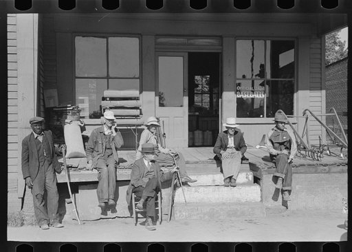 Men in front of store at Irvington, Kentucky