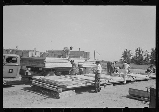 Untitled photo, possibly related to: House plant. General view of the plant taken from raw material stacks. Material moves from right to left in this picture. Southeast Missouri Farms Project