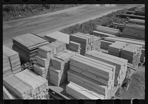 Barn plant. General view of precut and marked stacks. Southeast Missouri Farms Project