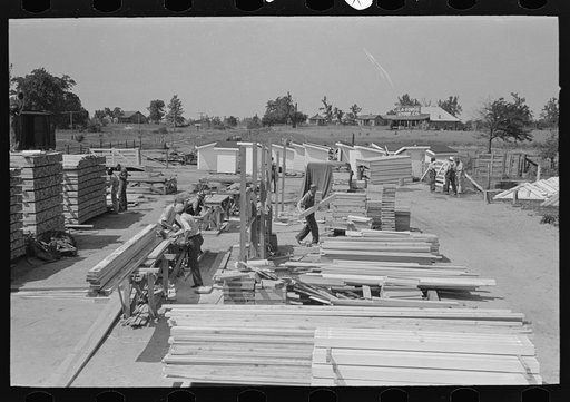 Untitled photo, possibly related to: House plant. Gasoline saw being adjusted for ripping purposes. Southeast Missouri Farms Project