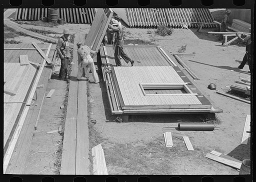 House plant. Completed panel being moved to the stacks. Southeast Missouri Farms Project