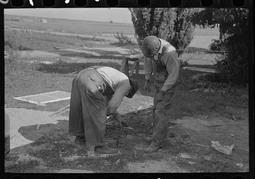 Untitled photo, possibly related to: Southeast Missouri Farms. Drilling well near new farm unit