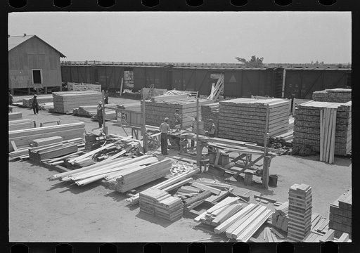 House plant. General view precutting operation. Material in this picture moves from background to foreground. Southeast Missouri Farms Project