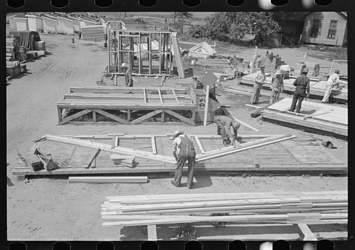 House plant. Making up truss in jig. Southeast Missouri Farms Project
