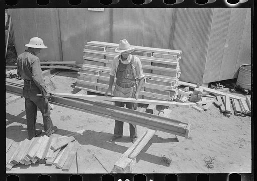House plant. Jig for assembling ceiling board nailers. Southeast Missouri Farms Project