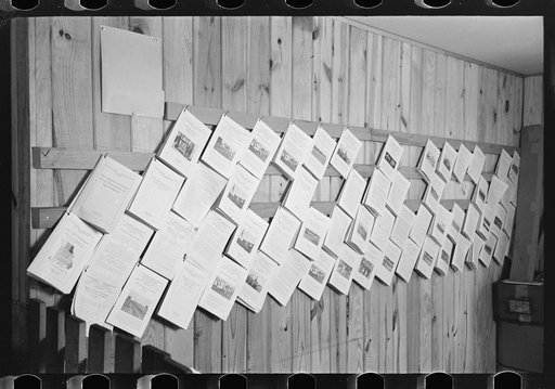 Southeast Missouri Farms. Racks of form literature available to FSA (Farm Security Administration) clients in project office