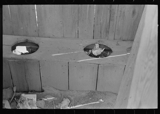 Interior of privy, Southeast Missouri Farms