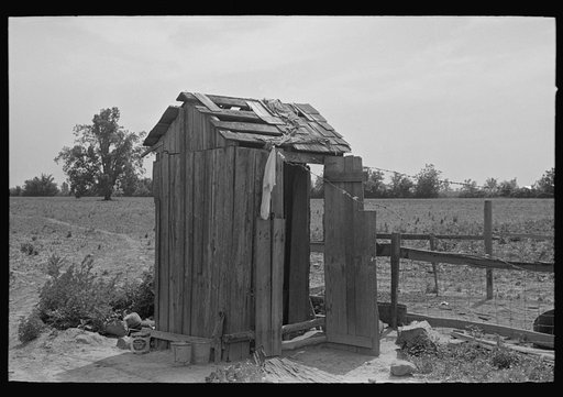 Privy of sharecropper family, New Madrid County, Missouri