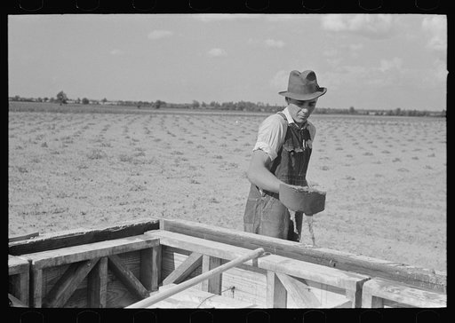 Untitled photo, possibly related to: Food storage. Beginning to pour concrete for walls. Southeast Missouri Farms Project