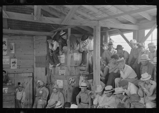 Untitled photo, possibly related to: Spectators at auction sale, Sikeston, Missouri