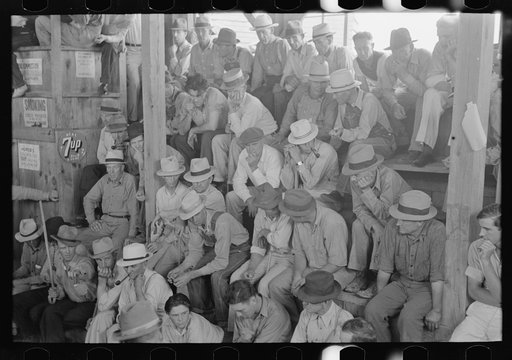 Spectators at auction sale, Sikeston, Missouri