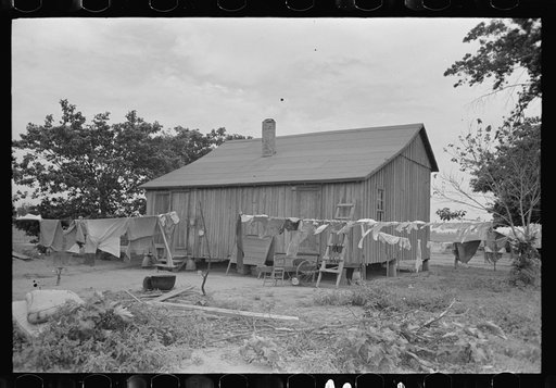 Old cabin of FSA (Farm Security Administration) client, former sharecropper, Southeast Missouri Farms Project