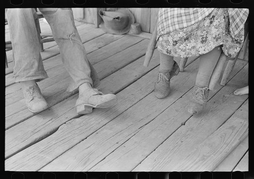 Detail of feet of sharecropper and his wife, Southeast Missouri Farms