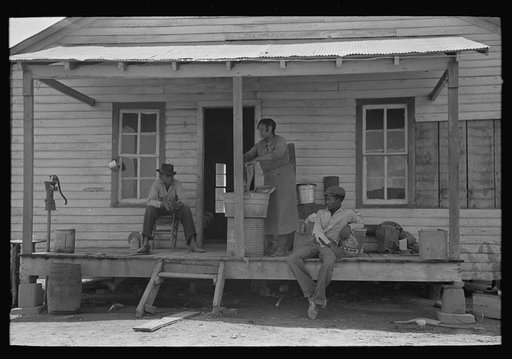 Rear porch of old cabin of FSA (Farm Security Administration) client, Southeast Missouri Farms