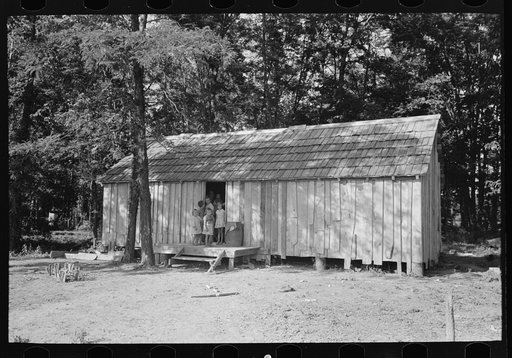 House without windows, home of sharecropper cut-over farmers of Mississippi bottoms