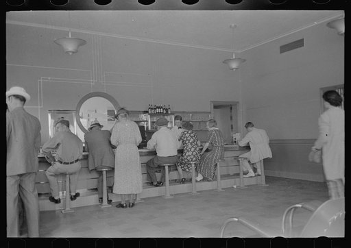 Interior of rest stop for buses, New Madrid, Missouri